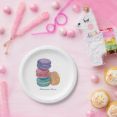 Assiettes En Carton Macarons Arc-En-Ciel Mignons En Plaque Papier Aqua (Fête)