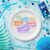 Assiettes En Carton macarons arc-en-ciel pastel (Fête)