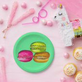 Assiettes En Carton Macarons colorés aquarelle art funky (Fête)