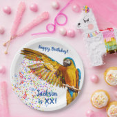 Assiettes En Carton Macaw bleu et jaune lance Confetti      (Fête)