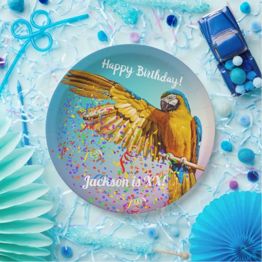 Assiettes En Carton Macaw Bleu & Jaune Lance Papier Confetti Pla (Fête)