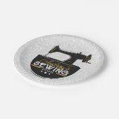 Assiettes En Carton Machine à coudre antique AJOUTER LE NOM Seamstress (Angle)