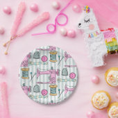 Assiettes En Carton Machine à coudre - Artisanat rose coudre (Fête)