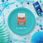 Assiettes En Carton Machine à écrire de la partie de lancement de livr (Fête)