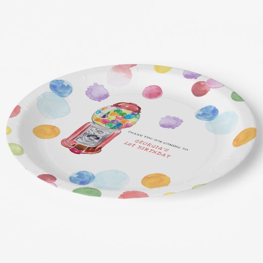 Assiettes En Carton Machine de gumball rétro | Parti Anniversaire de e (Angle)