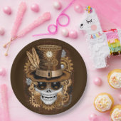 Assiettes En Carton Machine rétro Voodoo à vapeur crâne (Fête)
