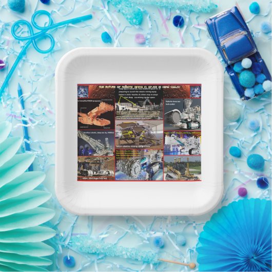 Assiettes En Carton Machines minières de Mars (Fête)