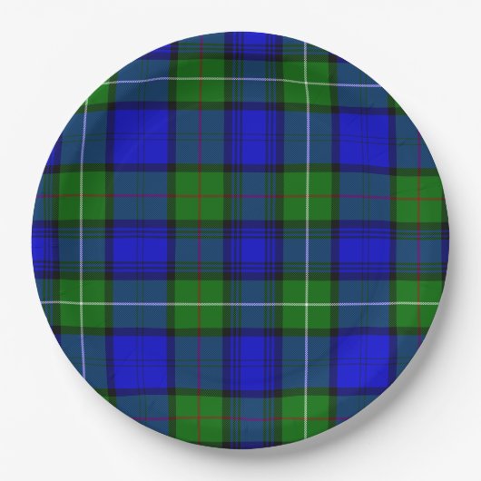 Assiettes En Carton MacKenzie tartan bleu vert plaid (Devant)