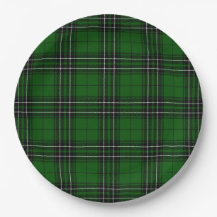 Assiettes En Carton MacLean Tartan vert et noir plaid