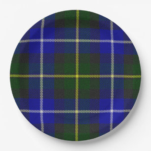 Assiettes En Carton Macneil de Barra tartan bleu vert plaid
