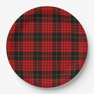 Assiettes En Carton MacQueen Tartan rouge et noir plaid