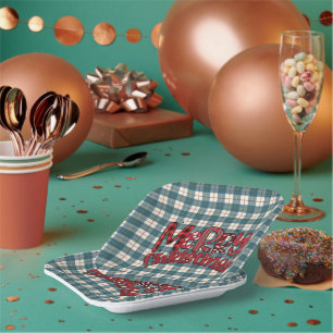 Assiettes En Carton Macrae Conchra Tartan écossais Joyeux Noël