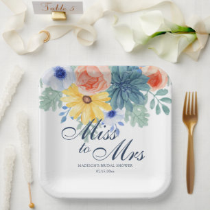 Assiettes En Carton Mademoiselle à Madame Floral Succulent Macaron Ent