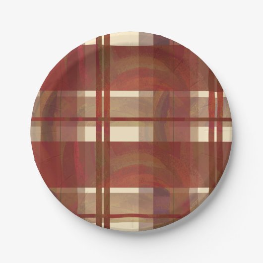 Assiettes En Carton Madras Plaid Fall Red (Devant)