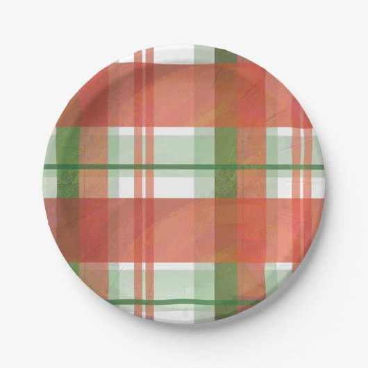 Assiettes En Carton Madras Plaid Noël (Devant)