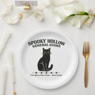 Assiettes En Carton Magasin Général Creux Effrayant Chat Noir Vintage
