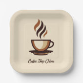 Assiettes En Carton Magasin minimaliste Elegant Brown Café (Recto)
