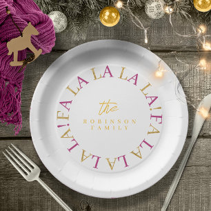 Assiettes En Carton Magenta Gold Christmas Fa La La ID1009