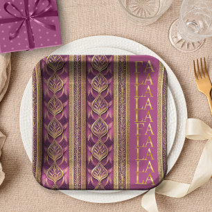 Assiettes En Carton Magenta Gold Fa Noël La La Motif#27 ID1009