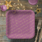 Assiettes En Carton Magenta Gold Typographie Motif36 ID1009
