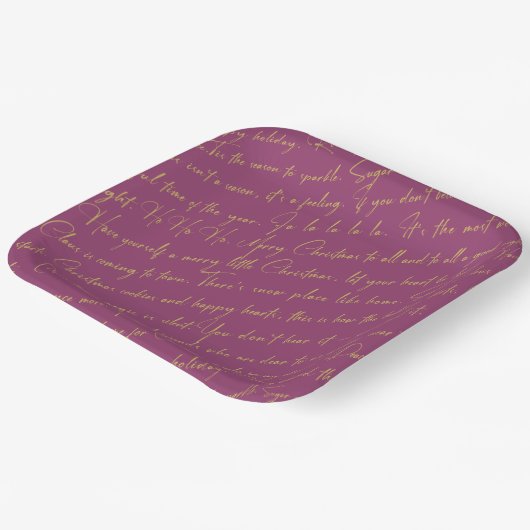 Assiettes En Carton Magenta Gold Typographie Motif36 ID1009 (Angulaire)