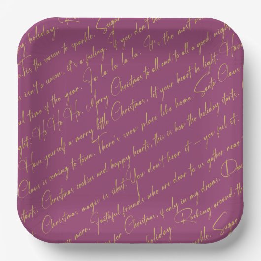Assiettes En Carton Magenta Gold Typographie Motif36 ID1009 (Recto)