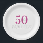 Assiettes En Carton Magenta Pink 50 et Fabulous Text Anniversaire<br><div class="desc">Magenta Pink 50 et fabuleux design de fête d'anniversaire. Texte/typographie chic avec les mots 50 et fabuleux en magenta rose & noir. Le design est personnalisable, le bouton personnaliser peut être utilisé pour modifier le texte et l'outil d'édition pour changer les couleurs. Pour obtenir de l'aide sur la personnalisation ou...</div>
