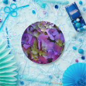 Assiettes En Carton Magenta Purple bleu jaune Hydrangeas fleurs (Fête)