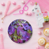 Assiettes En Carton Magenta Purple bleu jaune Hydrangeas fleurs (Fête)