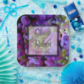 Assiettes En Carton Magenta Purple bleu jaune Hydrangeas fleurs (Fête)