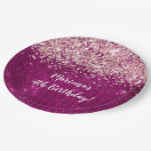 Assiettes En Carton Magenta Rose Girl N'importe quel âge fête d'annive (Angle)