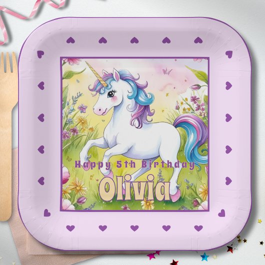Assiettes En Carton Magic Pastel Custom Unicorn Anniversaire