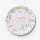 Assiettes En Carton Magic Pastel Unicorn Rainbow Birthday Party (Devant)