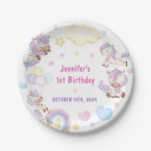 Assiettes En Carton Magic Rainbow Unicorn 1er anniversaire (Devant)