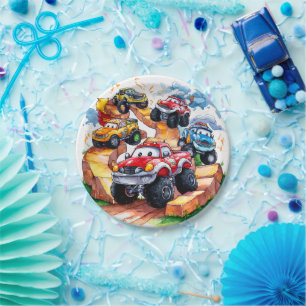 Assiettes En Carton Magic Road Monster Truck Anniversaire