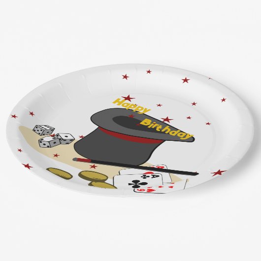 Assiettes En Carton Magic Show Joyeuse fête des enfants d'anniversaire (Angle)