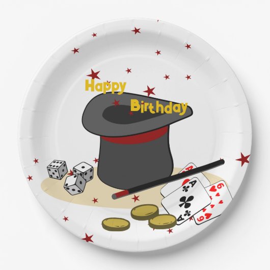Assiettes En Carton Magic Show Joyeuse fête des enfants d'anniversaire (Devant)