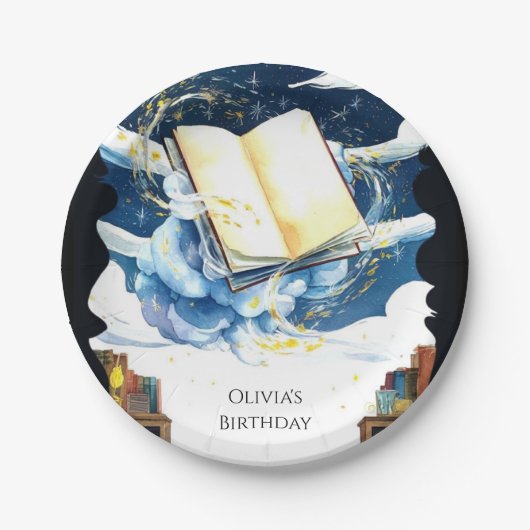 Assiettes En Carton Magical Editable Library Storybook Anniversaire (Devant)