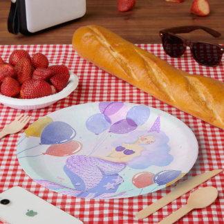 Assiettes En Carton Magical  Mermaid Birthday Invitation Card