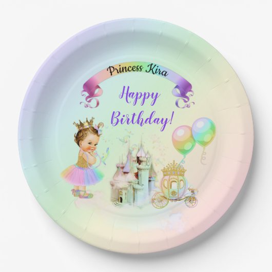 Assiettes En Carton Magical Rainbow Princess Castle Carriage (Devant)