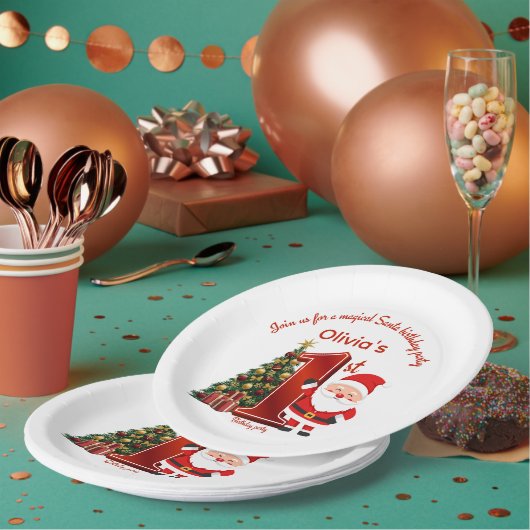 Assiettes En Carton Magical Santa Birthday Design for Kids (Multi)