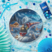 Assiettes En Carton Magical Snowy Christmas Train Winter Scene (Fête)