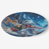 Assiettes En Carton Magical Snowy Christmas Train Winter Scene (Angle)