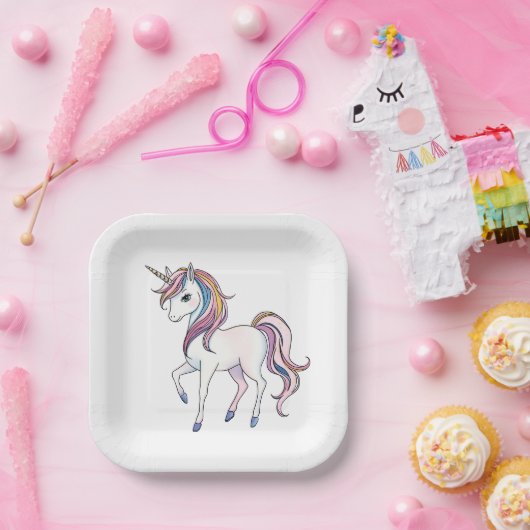 Assiettes En Carton Magical Unicorn Dreams - Whimsical Imaginaire Desi (Fête)