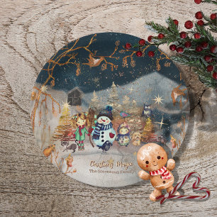 Assiettes En Carton Magie de Noël Snowman Bleu