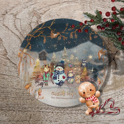 Assiettes En Carton Magie de Noël Snowman Bleu