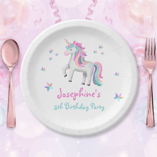 Assiettes En Carton Magique Cute Unicorn Anniversaire des enfants