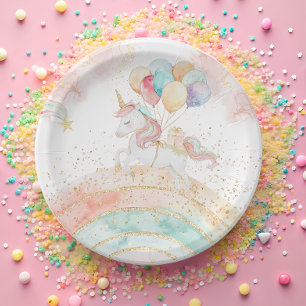 Assiettes En Carton Magique Pastel Unicorn Anniversaire