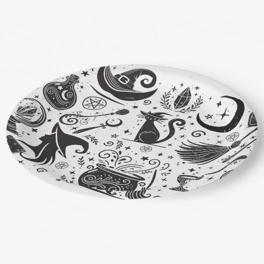 Assiettes En Carton Magique sorcière Whimsical Wiccan Pagan Parti (Angle)