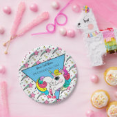 Assiettes En Carton Magique Unicorn Girly Rainbow Retro Stars Triangle (Fête)